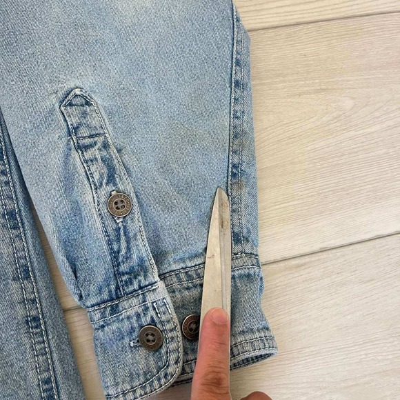 Levi Strauss & Co. Mens Denim Shirt Jacket L‎ Blue Plaid Lined Button Front - Picture 6 of 10